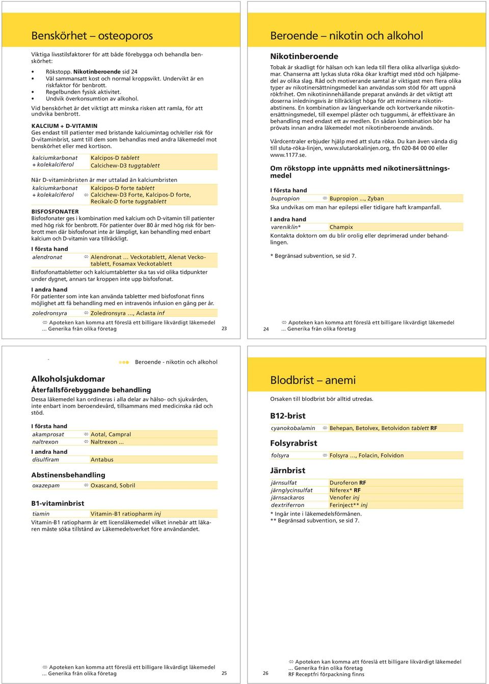 KALCIUM + D-VITAMIN Ges endast till patienter med bristande kalciumintag och/eller risk för D-vitaminbrist, samt till dem som behandlas med andra läkemedel mot benskörhet eller med kortison.