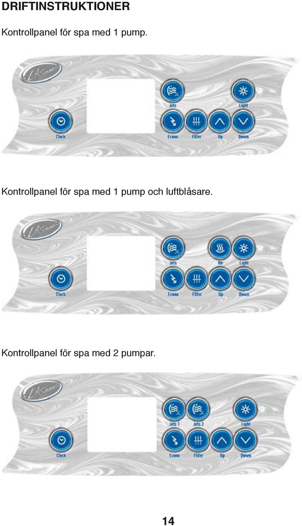 Kontrollpanel för spa med pump