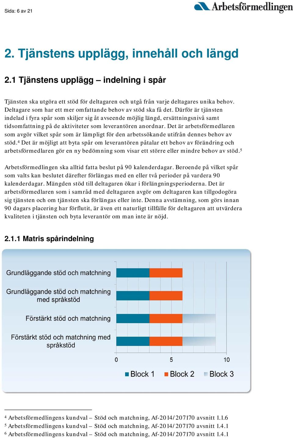 Därför är tjänsten indelad i fyra spår som skiljer sig åt avseende möjlig längd, ersättningsnivå samt tidsomfattning på de aktiviteter som leverantören anordnar.