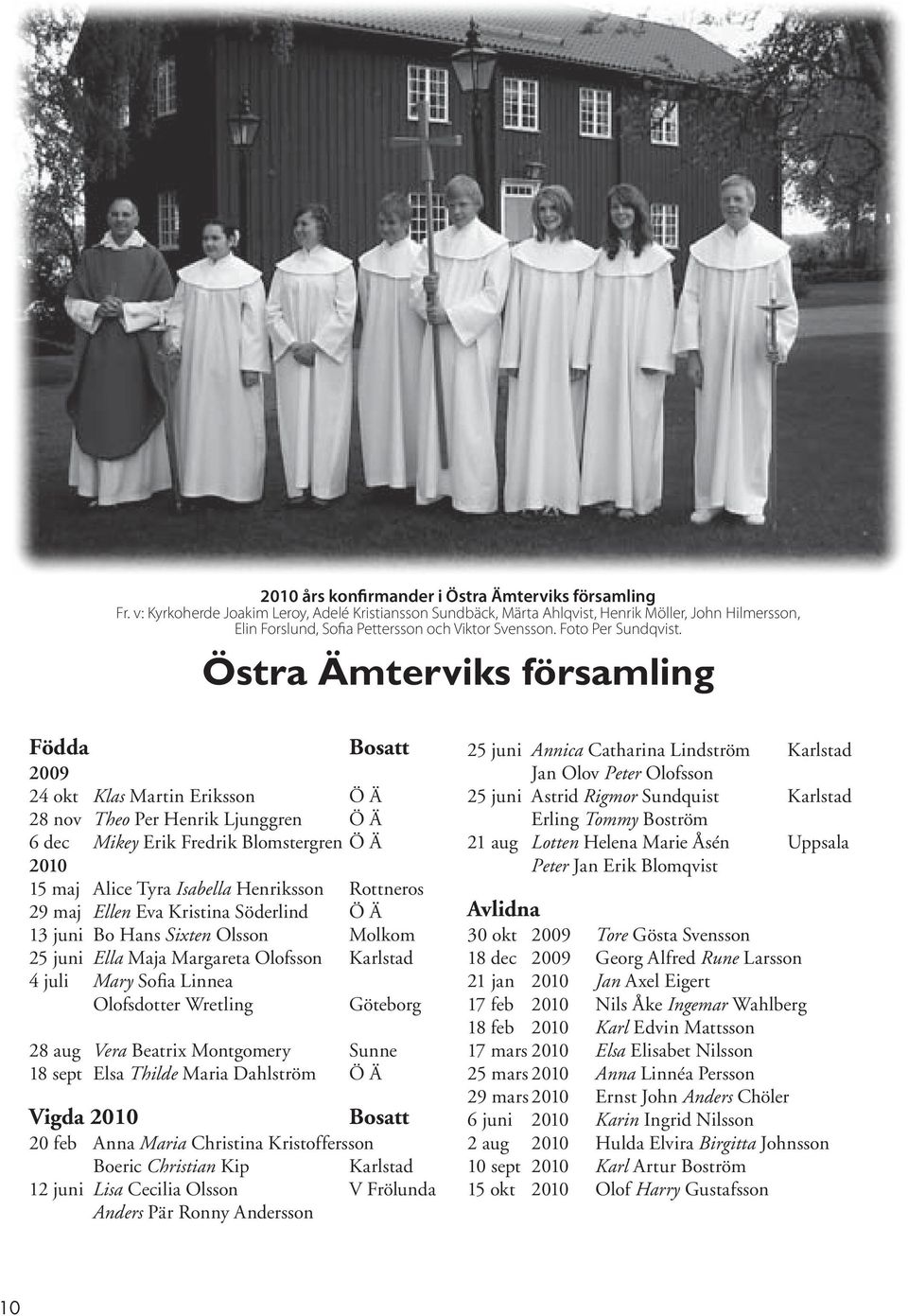 Östra Ämterviks församling Födda Bosatt 2009 24 okt Klas Martin Eriksson Ö Ä 28 nov Theo Per Henrik Ljunggren Ö Ä 6 dec Mikey Erik Fredrik Blomstergren Ö Ä 2010 15 maj Alice Tyra Isabella Henriksson