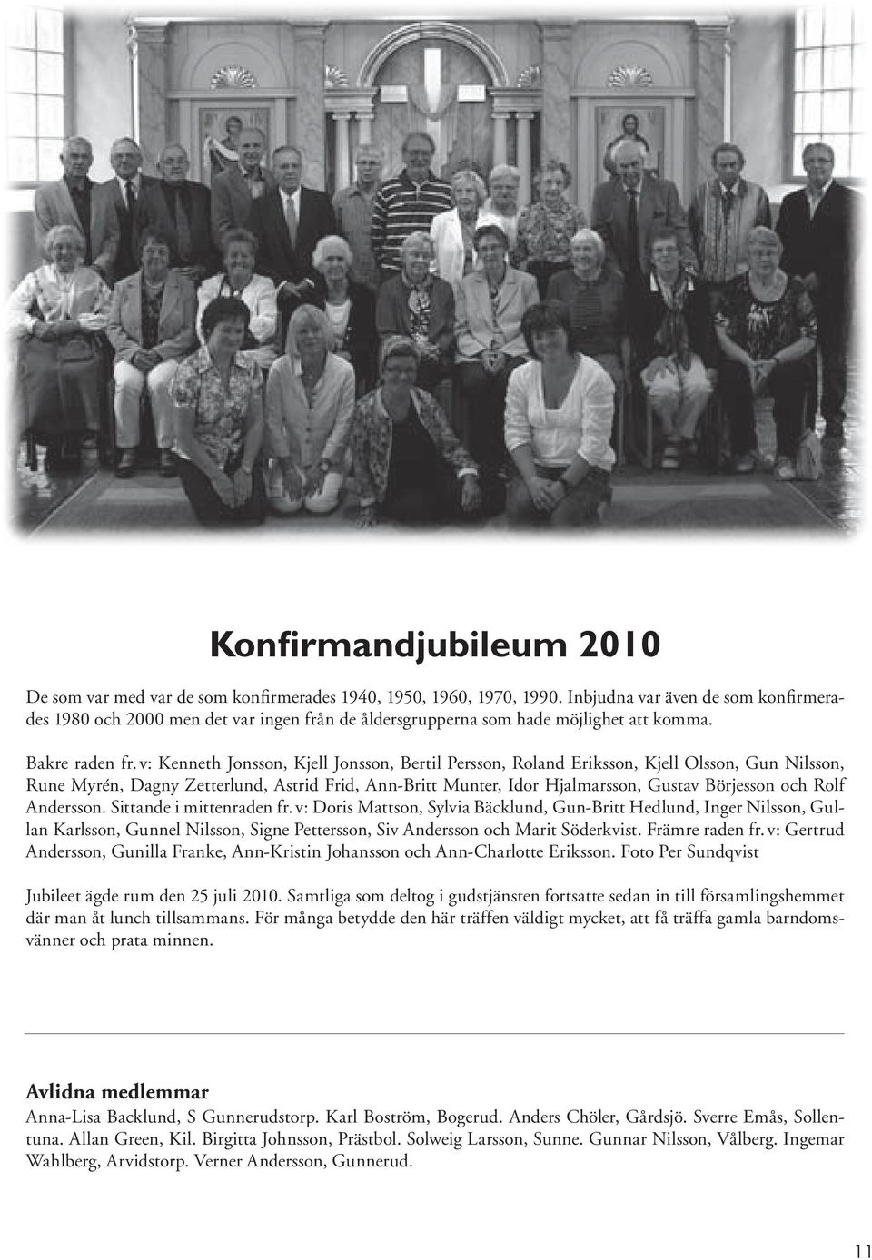 v: Kenneth Jonsson, Kjell Jonsson, Bertil Persson, Roland Eriksson, Kjell Olsson, Gun Nilsson, Rune Myrén, Dagny Zetterlund, Astrid Frid, Ann-Britt Munter, Idor Hjalmarsson, Gustav Börjesson och Rolf