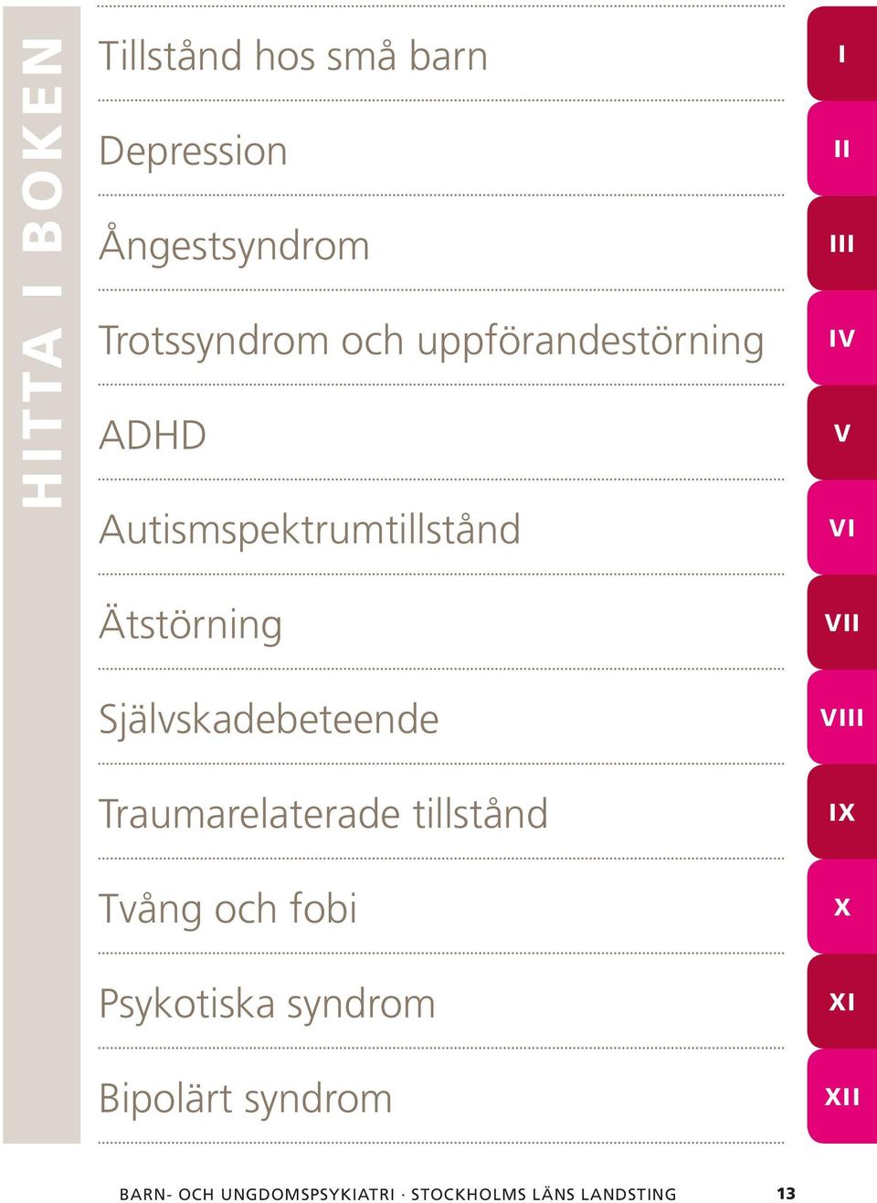 II III IV V VI Ätstörning Självskadebeteende I Traumarelaterade