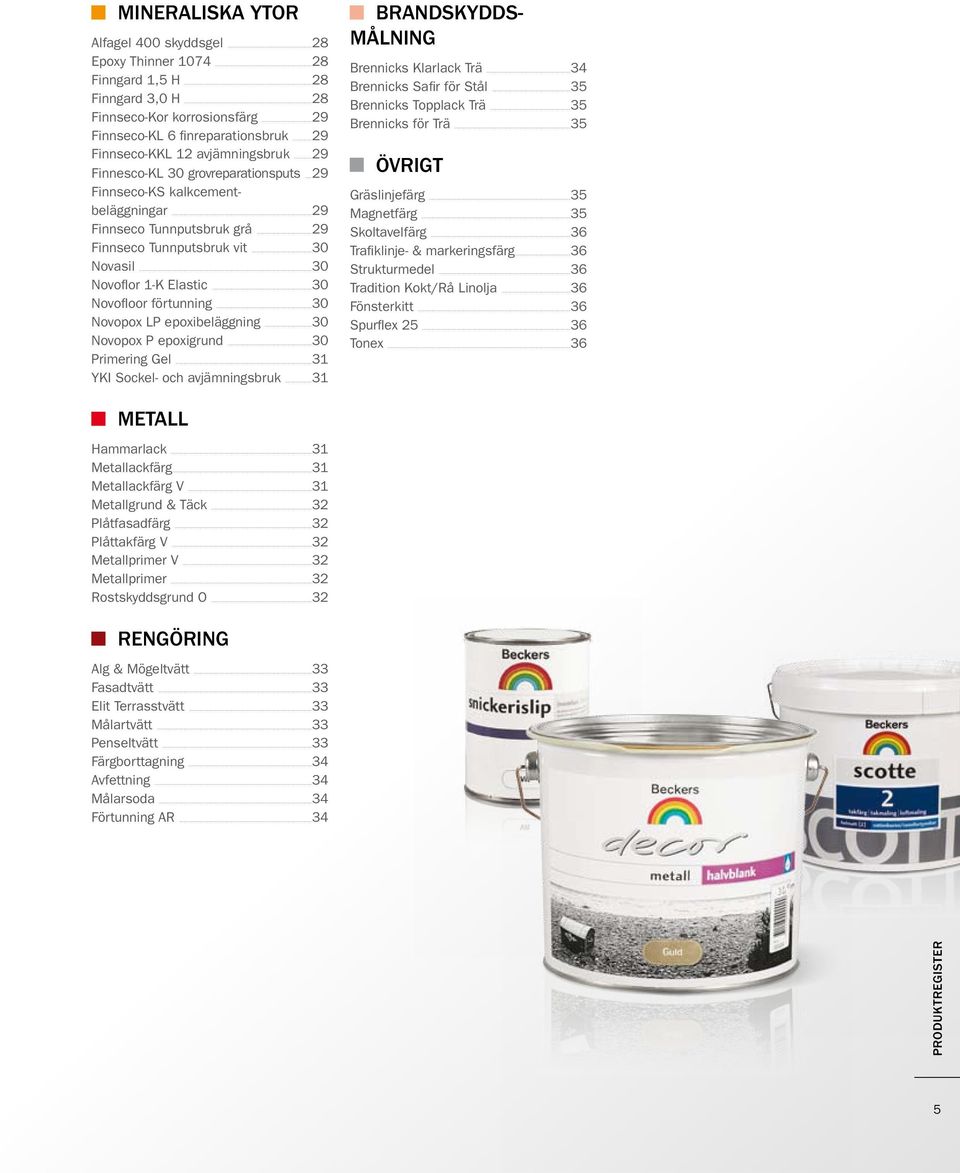 ..30 Novoflor 1-K Elastic...30 Novofloor förtunning...30 Novopox LP epoxibeläggning...30 Novopox P epoxigrund...30 Primering Gel...31 YKI Sockel- och avjämningsbruk.