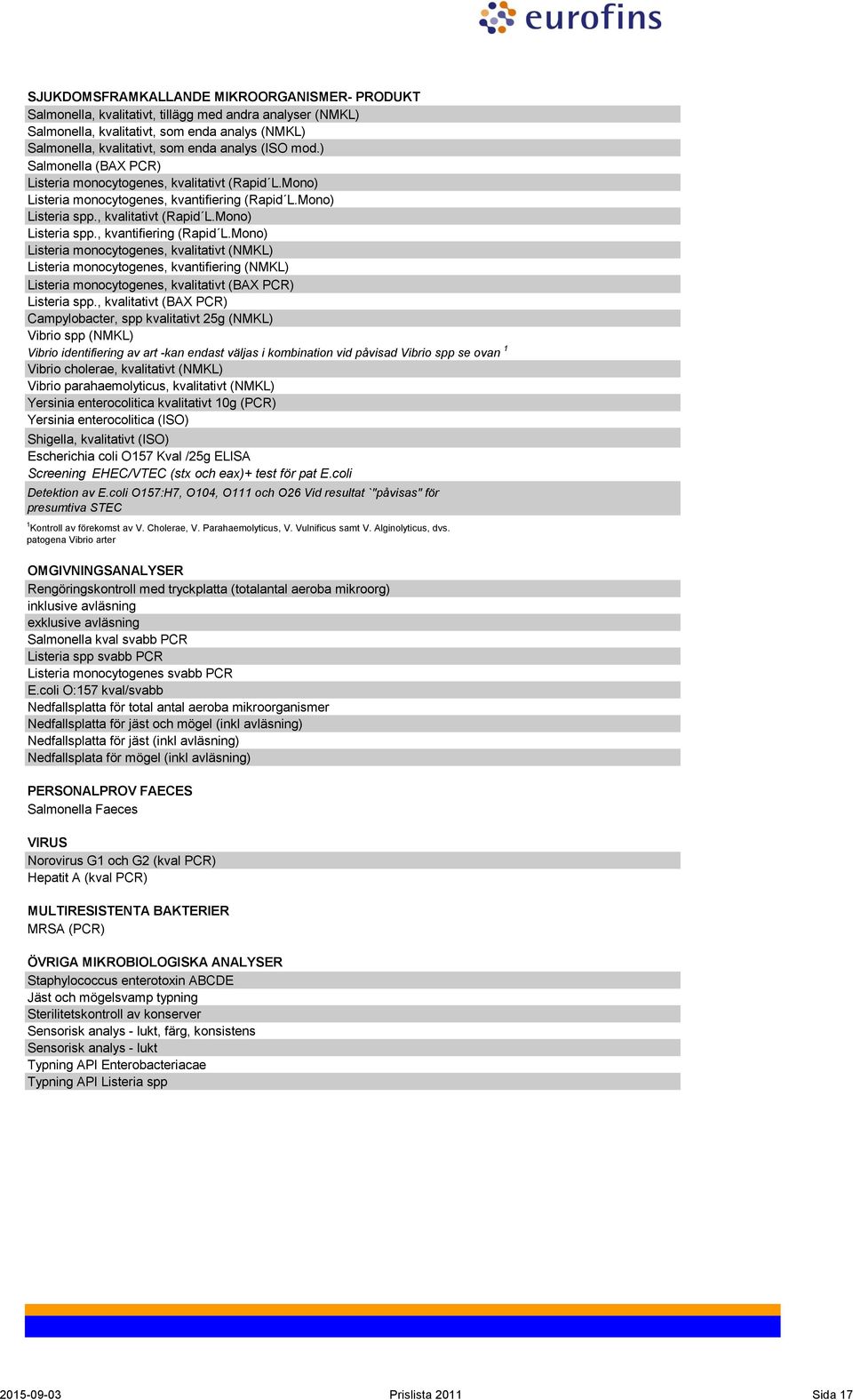 Mono) Listeria spp., kvalitativt (Rapid L.Mono) Listeria spp., kvantifiering (Rapid L.