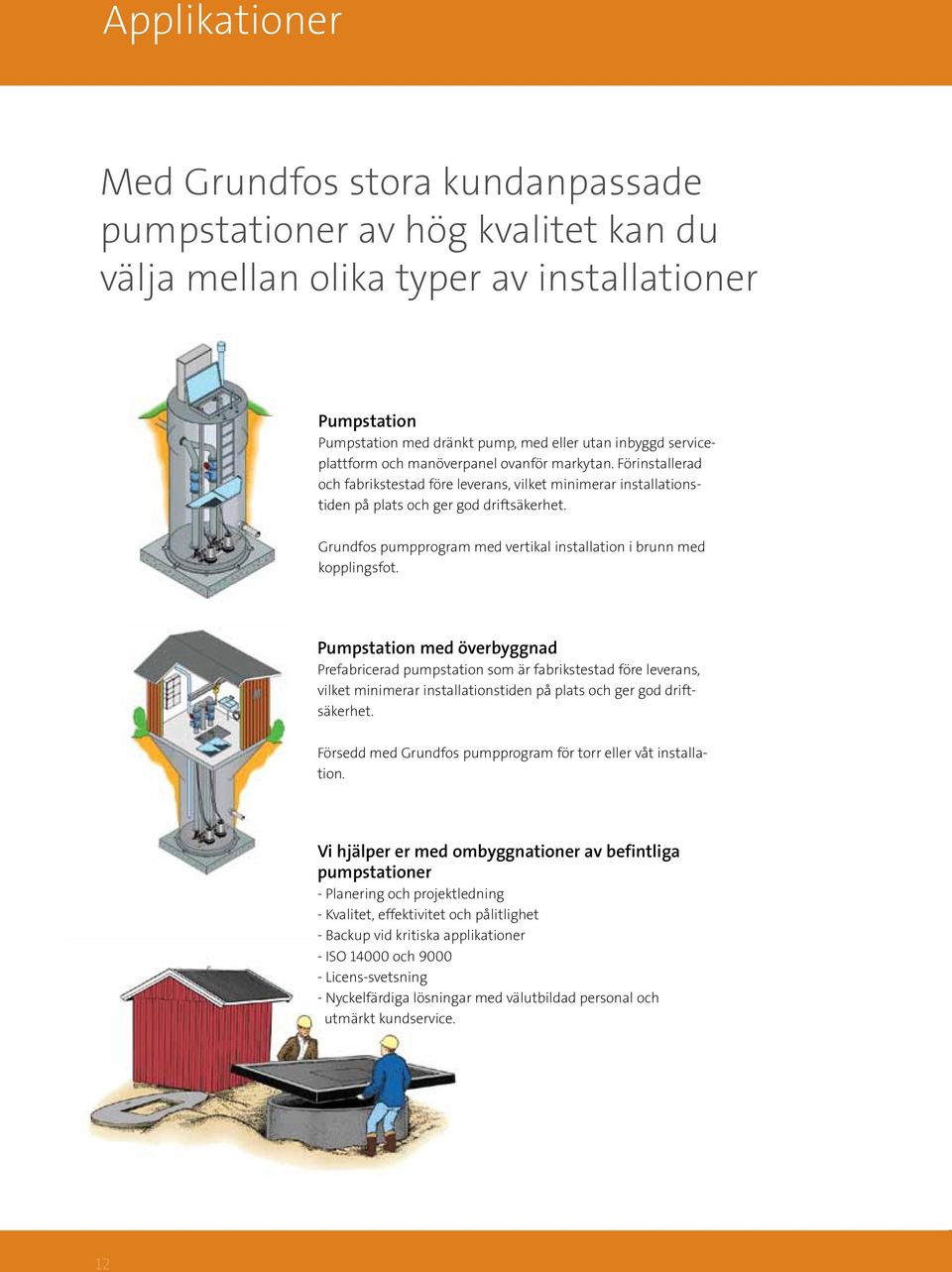 Grundfos pumpprogram med vertikal installation i brunn med kopplingsfot.