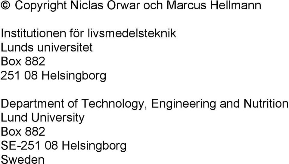 Helsingborg Department of Technology, Engineering and