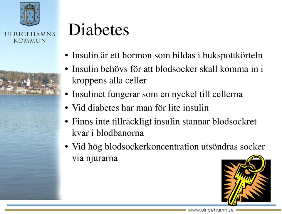 cellerna Vid diabetes har man för lite insulin Finns inte tillräckligt insulin stannar