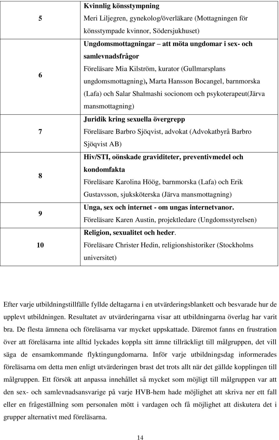 sexuella övergrepp Föreläsare Barbro Sjöqvist, advokat (Advokatbyrå Barbro Sjöqvist AB) Hiv/STI, oönskade graviditeter, preventivmedel och kondomfakta Föreläsare Karolina Höög, barnmorska (Lafa) och