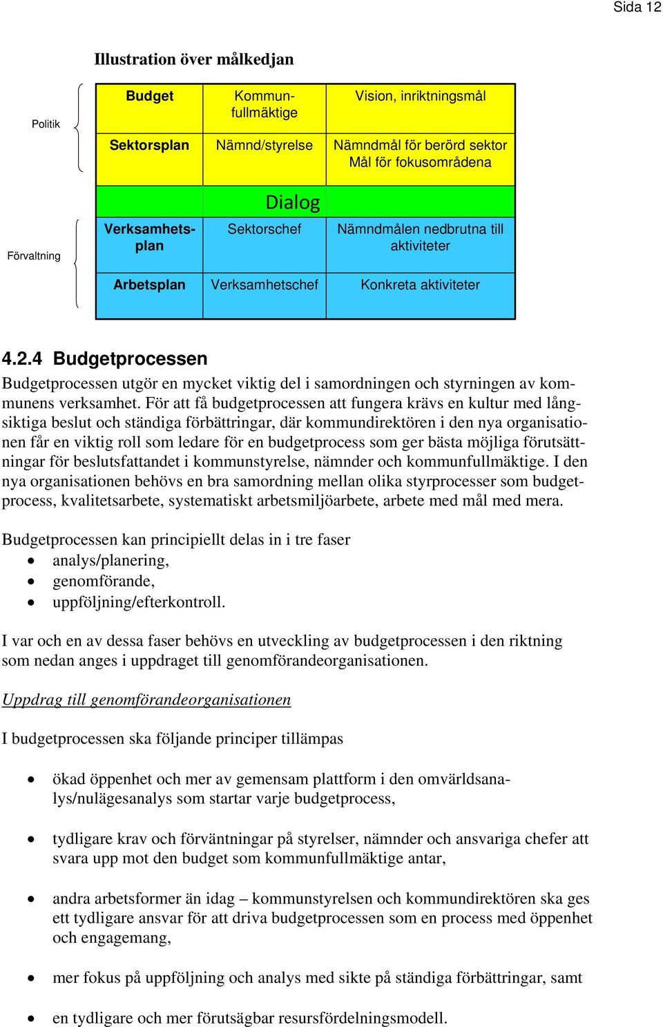 4 Budgetprocessen Budgetprocessen utgör en mycket viktig del i samordningen och styrningen av kommunens verksamhet.