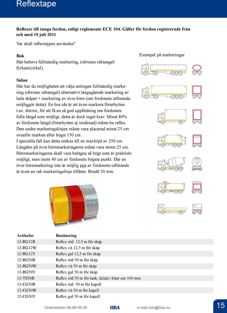 Exempel på markeringar Sidan Här har du möjligheten att välja antingen fullständig markering (obruten rektangel) alternativt längsgående markering av hela skåpet + markering av övre hörn (om