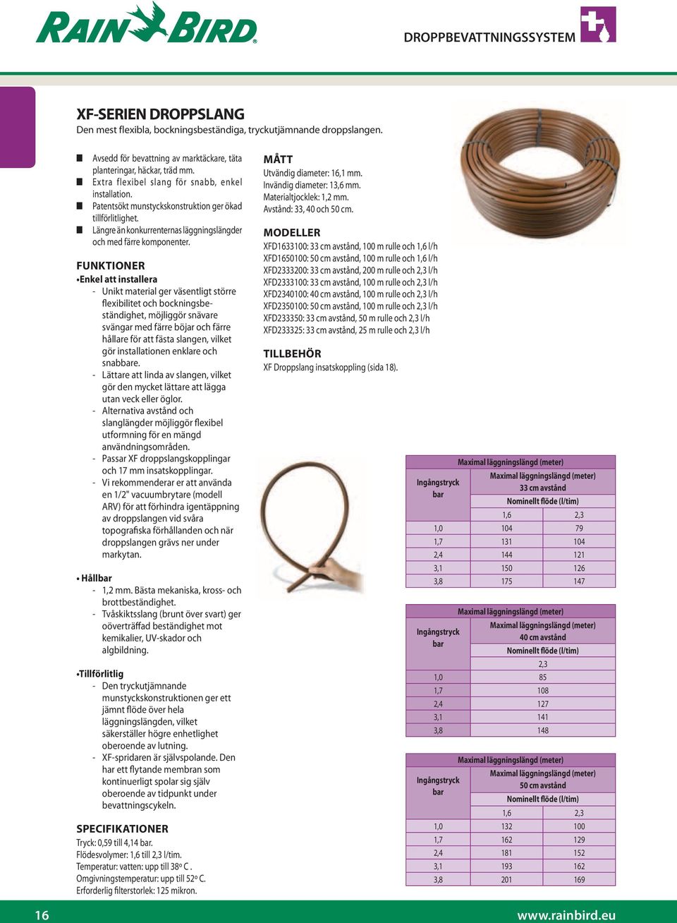 FUNKTIONER Enkel att installera - Unikt material ger väsentligt större flexibilitet och bockningsbeständighet, möjliggör snävare svängar med färre böjar och färre hållare för att fästa slangen,