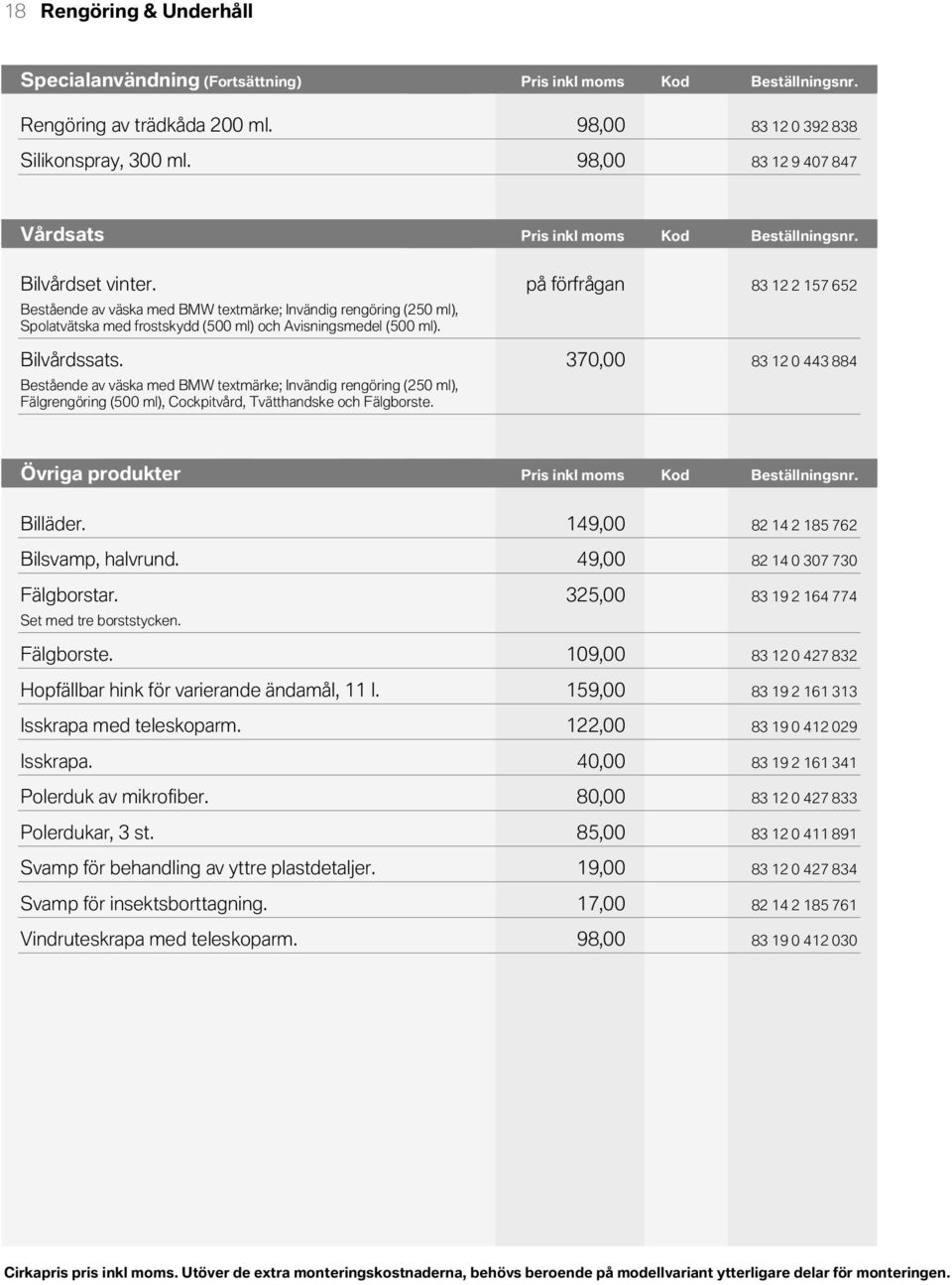 8,00 83 9 4 847 Vårdsats Beställningsnr.Beställningsnr. Kod Pris inkl momspris Kod inkl KodmomsKod Beställningsnr. Pris Kod inkl moms Beställningsnr.Beställningsnr. KodVårdsats Pris inkl moms Kod Pris inkl Pris Kod moms Beställningsnr.