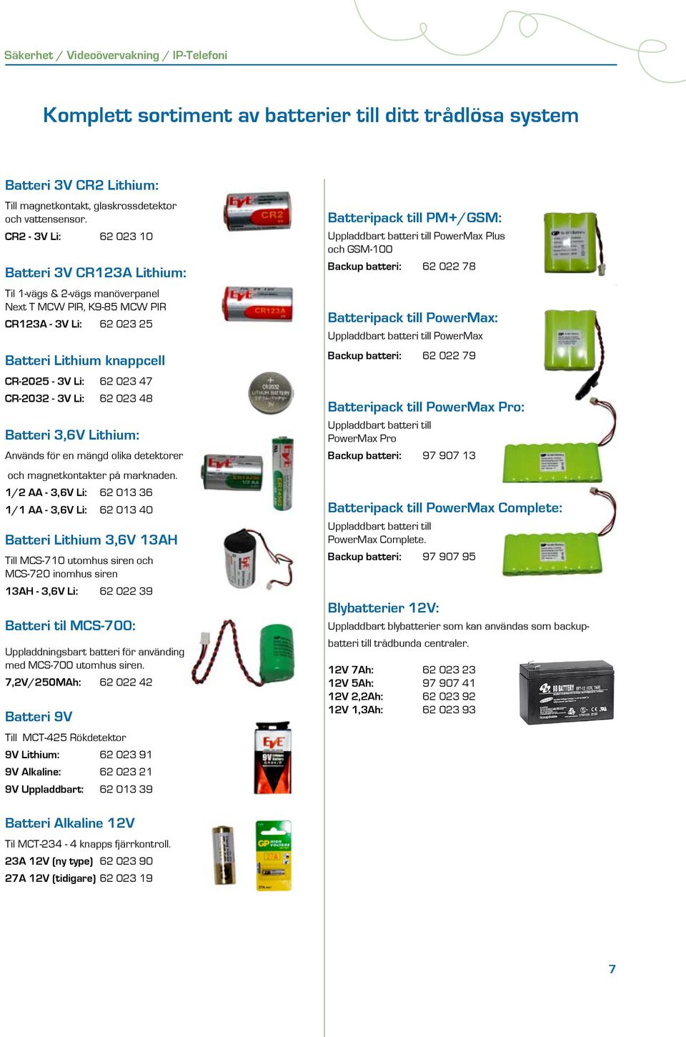 Li: 62 023 48 Batteri 3,6V Lithium: Används för en mängd olika detektorer och magnetkontakter på marknaden.