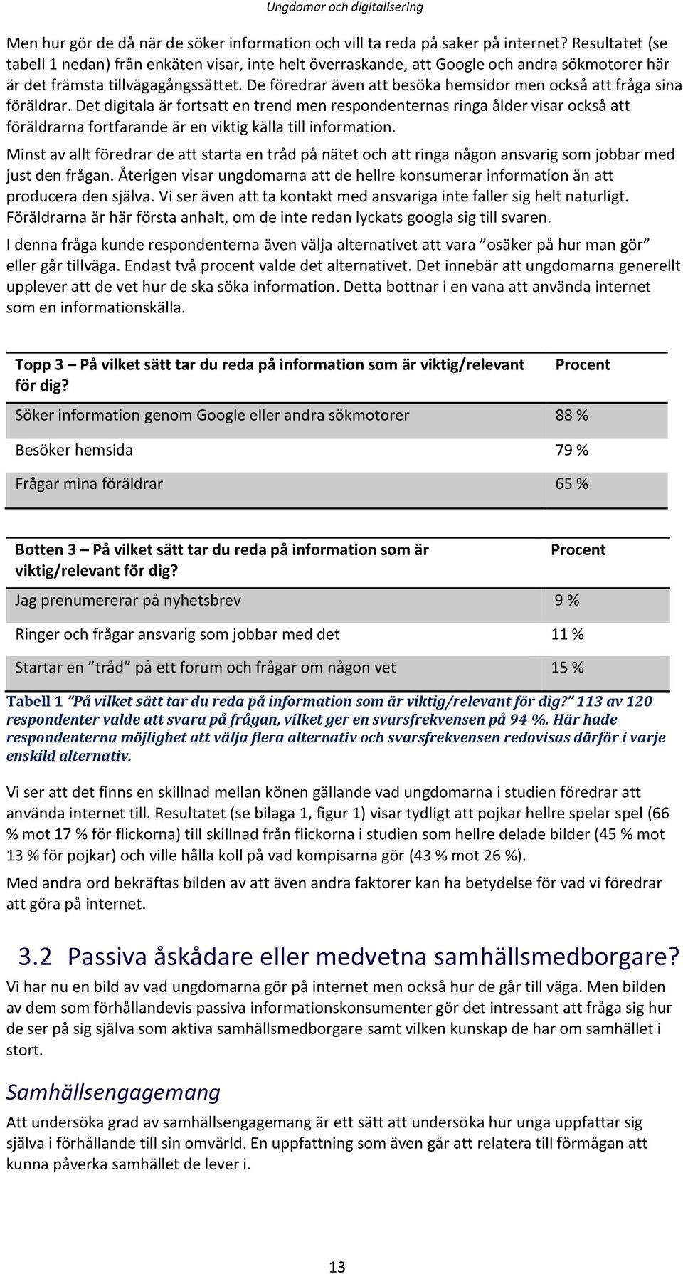 De föredrar även att besöka hemsidor men också att fråga sina föräldrar.