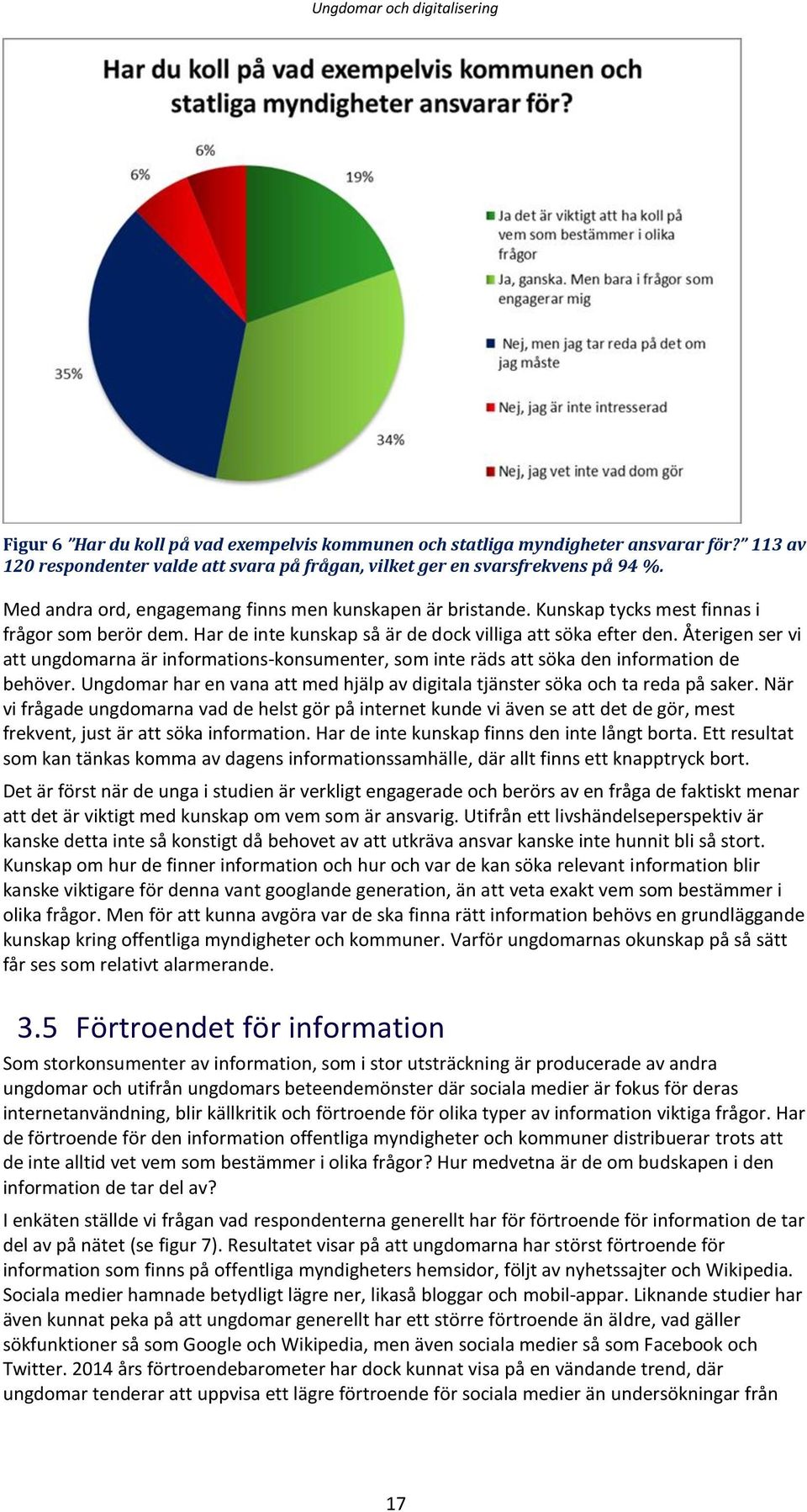 Återigen ser vi att ungdomarna är informations-konsumenter, som inte räds att söka den information de behöver. Ungdomar har en vana att med hjälp av digitala tjänster söka och ta reda på saker.