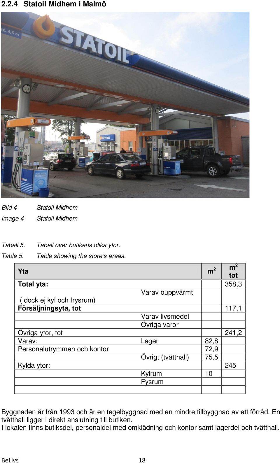 Lager 82,8 Personalutrymmen och kontor 72,9 Övrigt (tvätthall) 75,5 Kylda ytor: 245 Kylrum 10 Fysrum Byggnaden är från 1993 och är en tegelbyggnad med en mindre