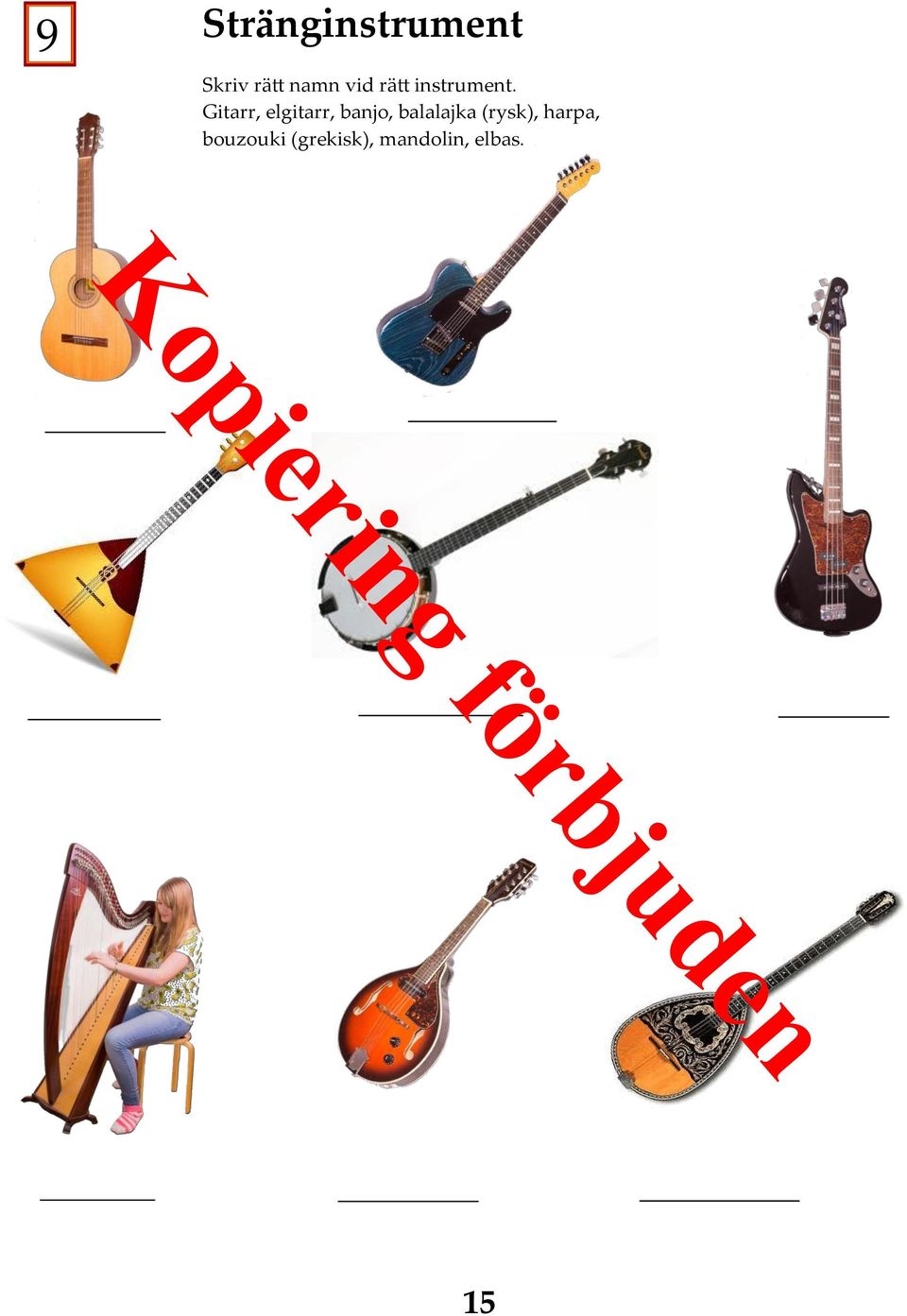 Gitarr, elgitarr, banjo, balalajka