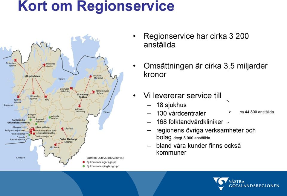 vårdcentraler ca 44 800 anställda 168 folktandvårdkliniker regionens övriga