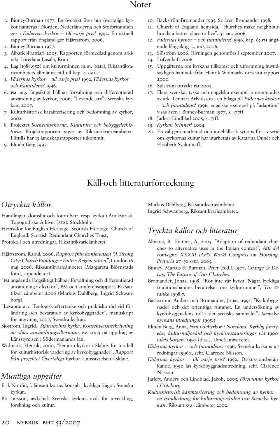 4 kml. 5. Fädernas kyrkor till varje pris? 1992, Fädernas kyrkor och framtidens? 1996. 6. pm ang.