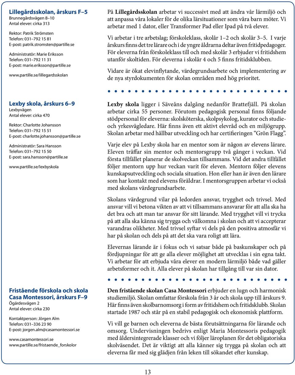 se www.partille.se/lillegardsskolan På Lillegårdsskolan arbetar vi successivt med att ändra vår lärmiljö och att anpassa våra lokaler för de olika lärsituationer som våra barn möter.