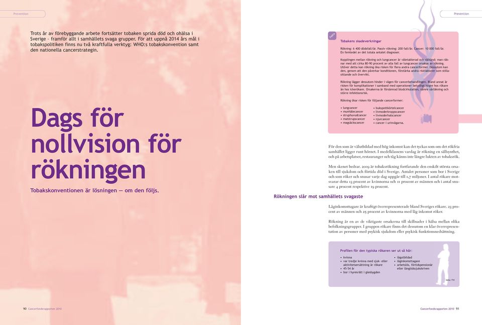 Passiv rökning: 200 fall/år. Cancer: 10 000 fall/år. En femtedel av det totala antalet diagnoser.