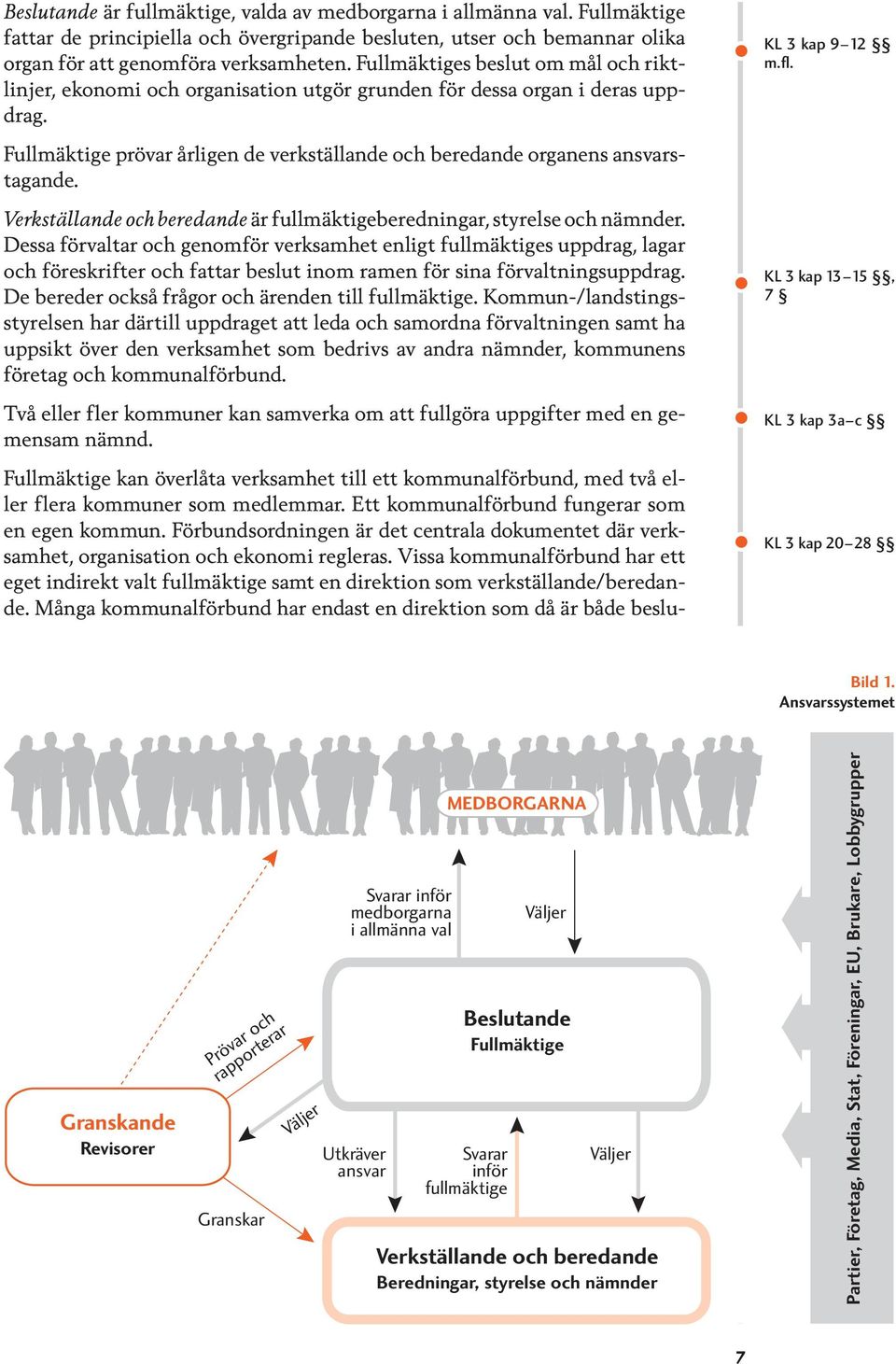 Fullmäktige prövar årligen de verkställande och beredande organens ansvarstagande. Verkställande och beredande är fullmäktigeberedningar, styrelse och nämnder.