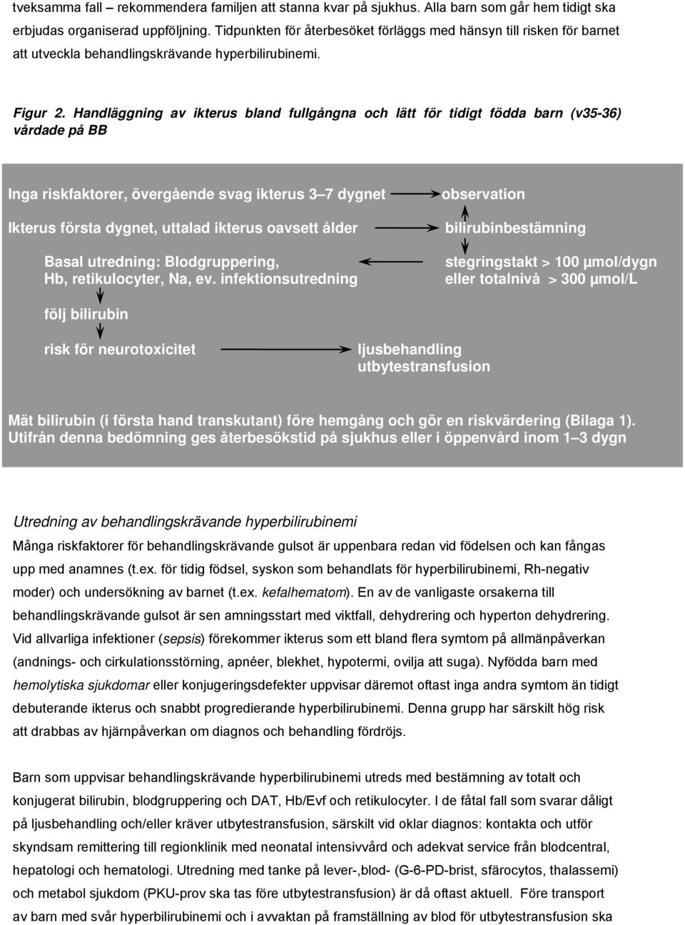 Handläggning av ikterus bland fullgångna och lätt för tidigt födda barn (v35-36) vårdade på BB Inga riskfaktorer, övergående svag ikterus 3 7 dygnet Ikterus första dygnet, uttalad ikterus oavsett