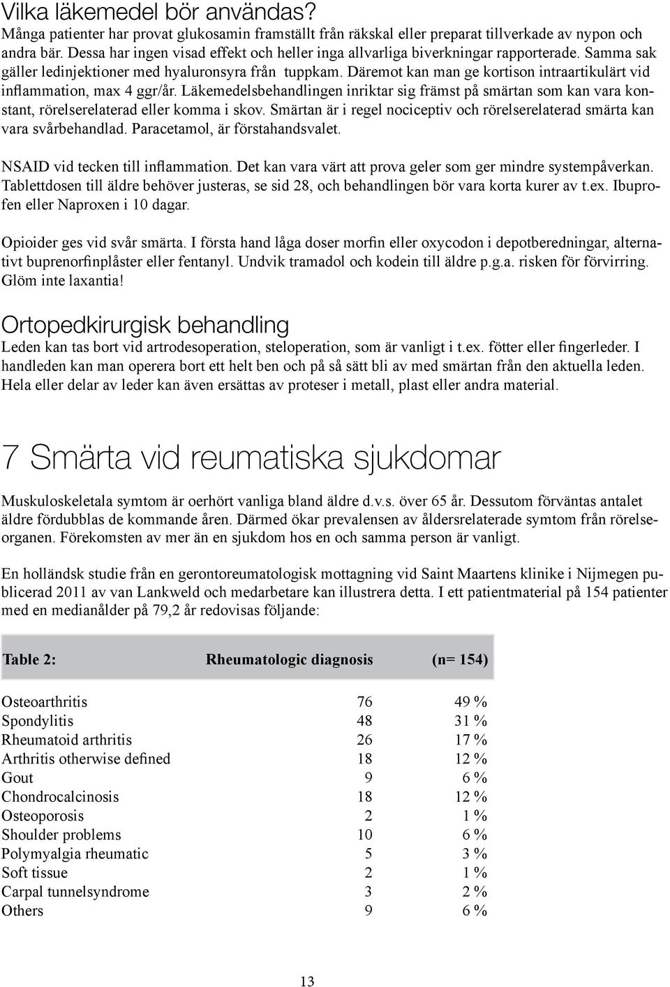 Däremot kan man ge kortison intraartikulärt vid inflammation, max 4 ggr/år. Läkemedelsbehandlingen inriktar sig främst på smärtan som kan vara konstant, rörelserelaterad eller komma i skov.