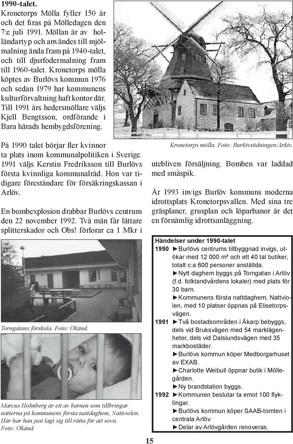 Kronetorps mölla köptes av Burlövs kommun 1976 och sedan 1979 har kommunens kulturförvaltning haft kontor där.