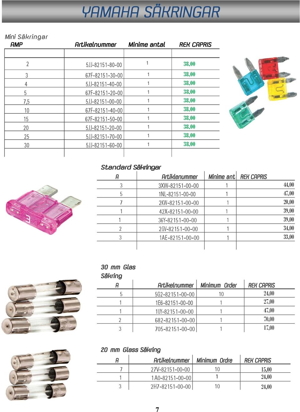 3XW-82151-00-00 1 44,00 5 1NL-82151-00-00 1 47,00 7 2KW-82151-00-00 1 20,00 1 42X-82151-00-00 1 39,00 1 36Y-82151-00-00 1 39,00 2 2GV-82151-00-00 1 34,00 3 1AE-82151-00-00 1 33,00 30 mm Glas Säkring