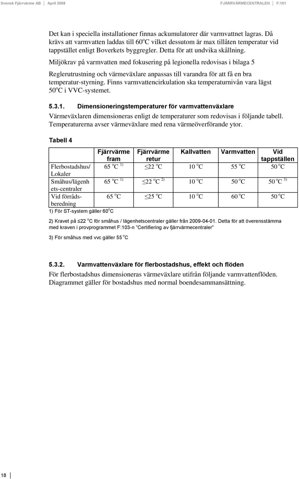 Miljökrav på varmvatten med fokusering på legionella redovisas i bilaga 5 Reglerutrustning och värmeväxlare anpassas till varandra för att få en bra temperatur-styrning.