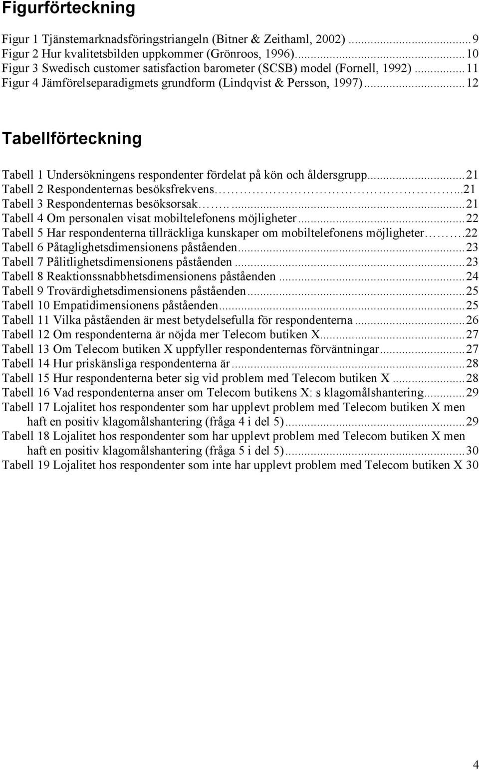 ..12 Tabellförteckning Tabell 1 Undersökningens respondenter fördelat på kön och åldersgrupp...21 Tabell 2 Respondenternas besöksfrekvens...21 Tabell 3 Respondenternas besöksorsak.