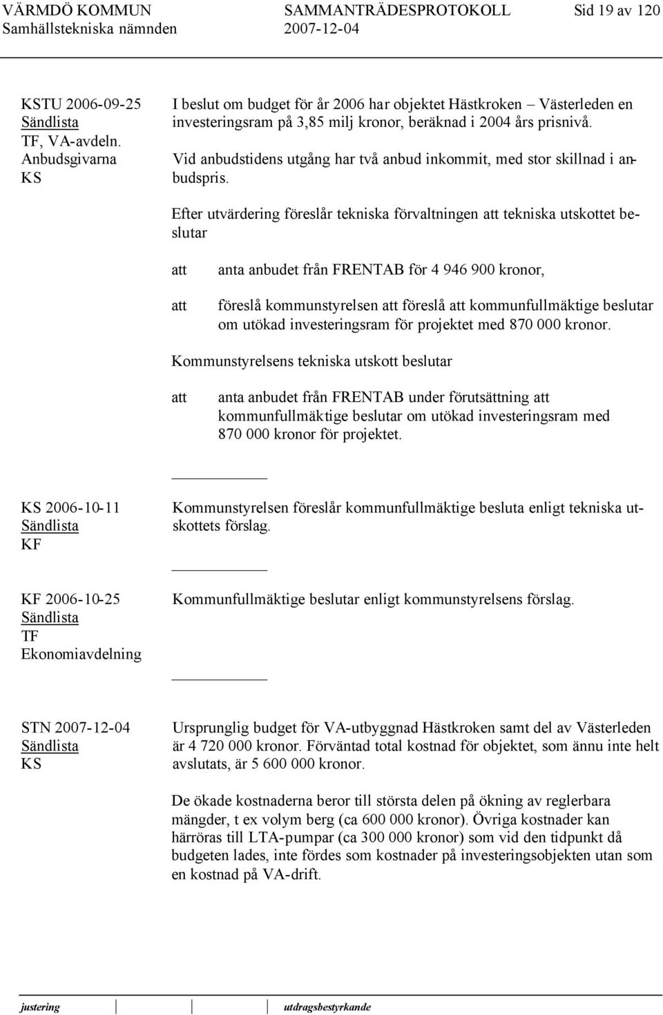 Vid anbudstidens utgång har två anbud inkommit, med stor skillnad i anbudspris.