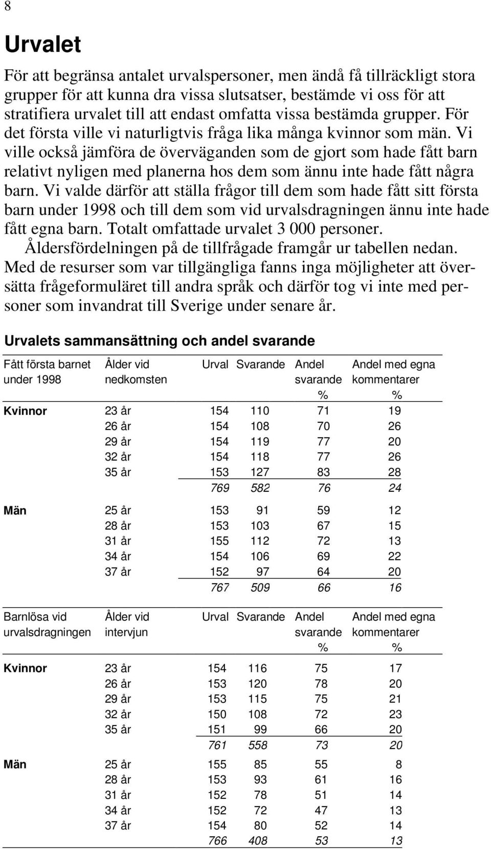 Vi ville också jämföra de överväganden som de gjort som hade fått barn relativt nyligen med planerna hos dem som ännu inte hade fått några barn.