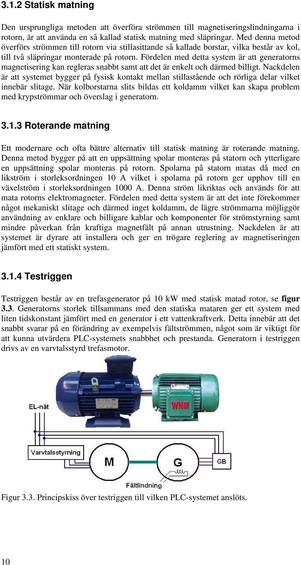 Fördelen med detta system är att generatorns magnetisering kan regleras snabbt samt att det är enkelt och därmed billigt.