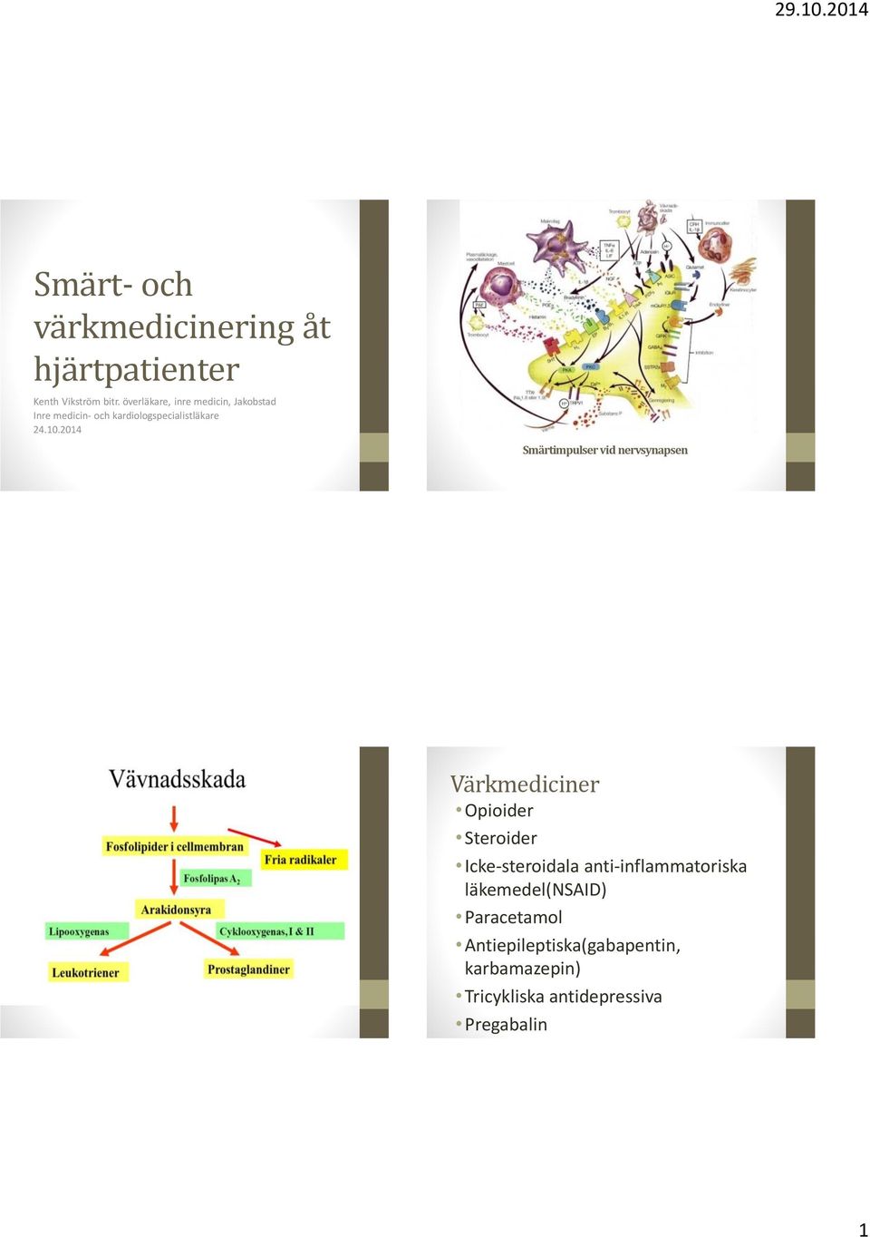 2014 Smärtimpulser vid nervsynapsen Värkmediciner Opioider Steroider Icke-steroidala