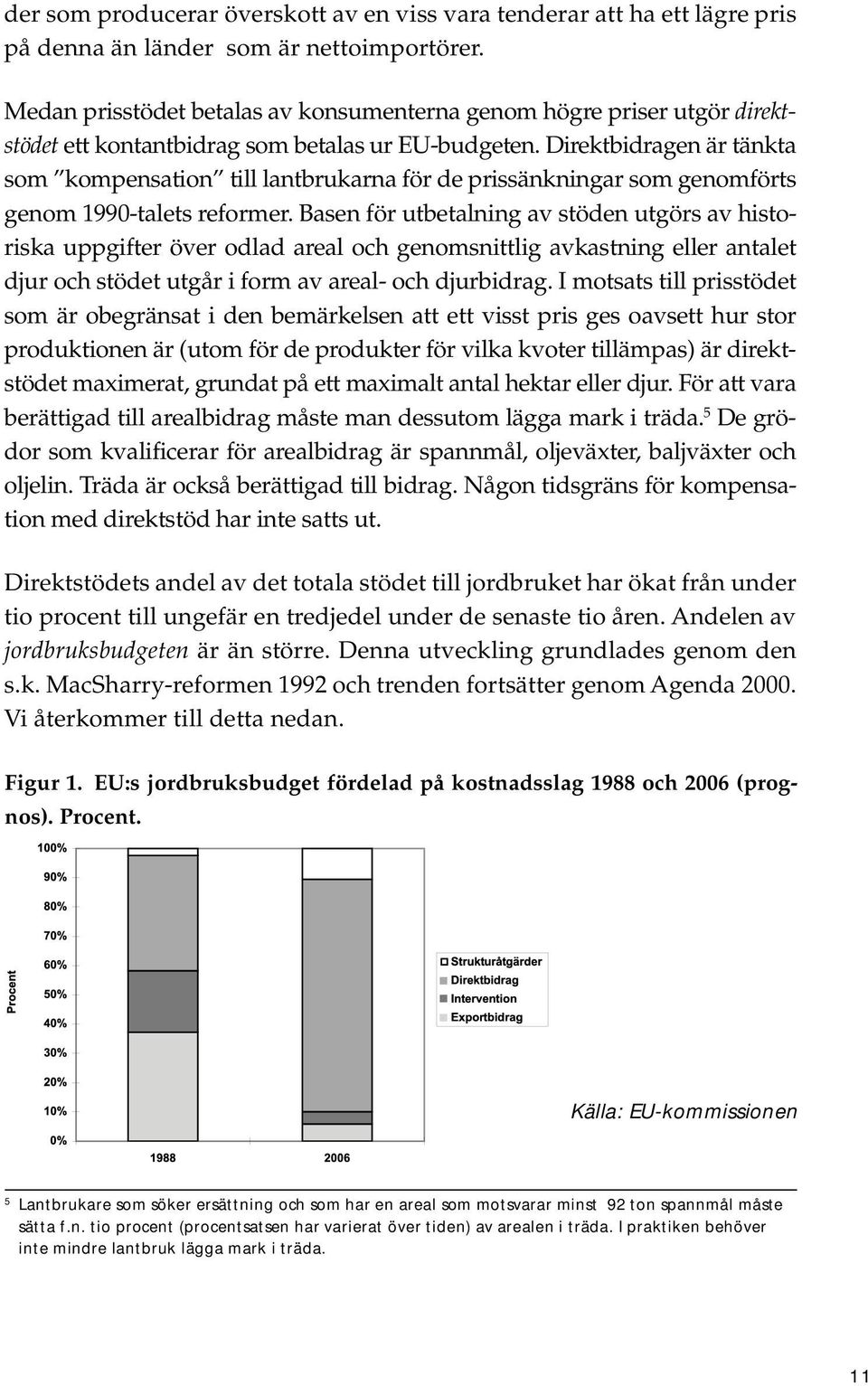 Direktbidragen är tänkta som kompensation till lantbrukarna för de prissänkningar som genomförts genom 1990-talets reformer.