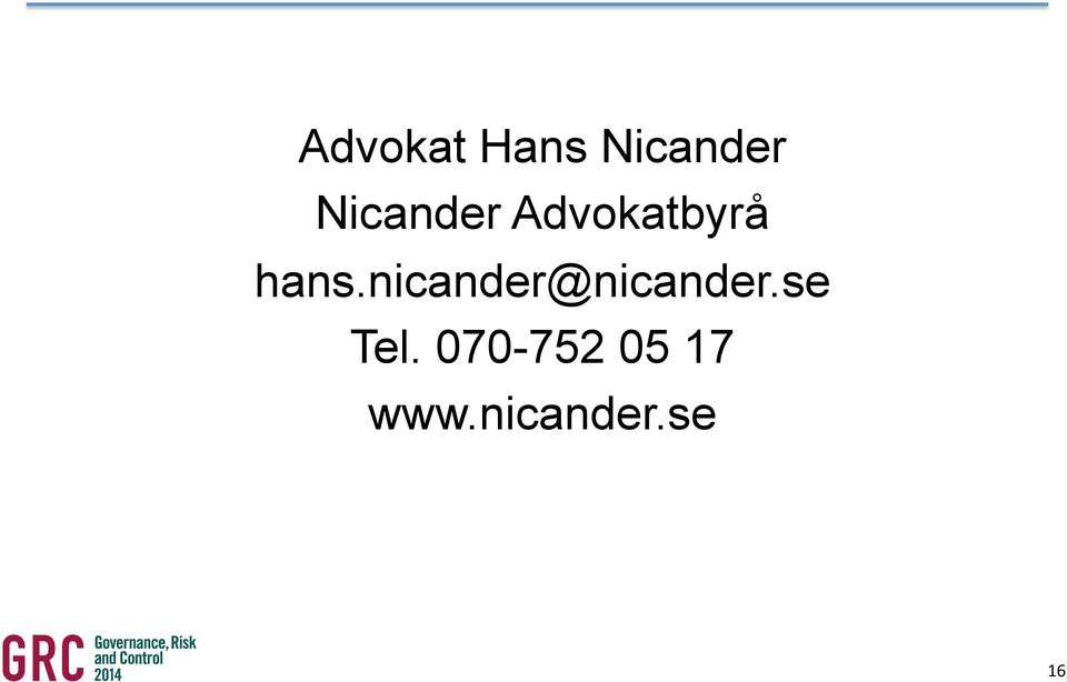 nicander@nicander.se Tel.