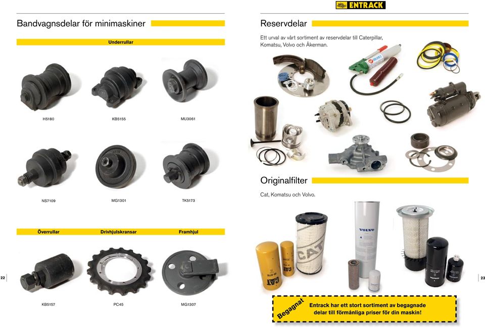 H5180 KB5155 MU3061 Originalfilter NS7109 MG1301 TK5173 Cat, Komatsu och Volvo.