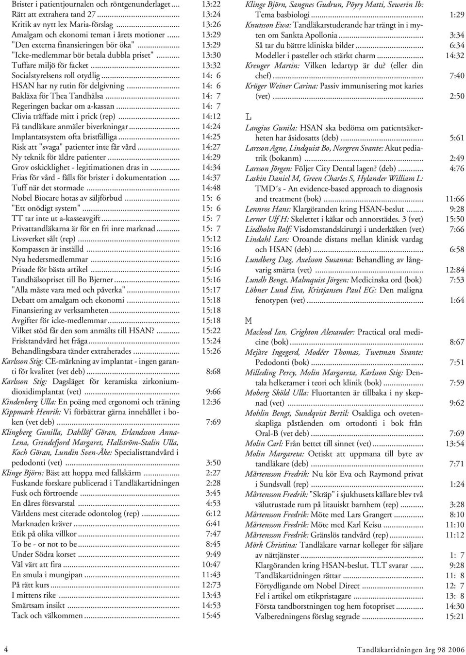 .. 14: 6 HSAN har ny rutin för delgivning... 14: 6 Bakläxa för Thea Tandhälsa... 14: 7 Regeringen backar om a-kassan... 14: 7 Clivia träffade mitt i prick (rep).