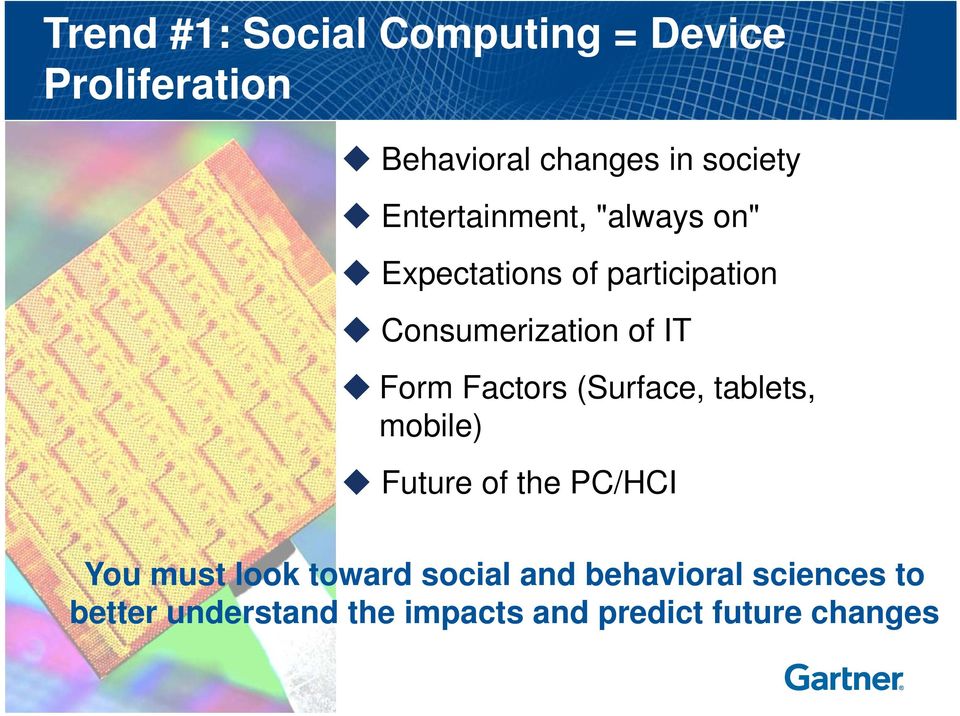 Form Factors (Surface, tablets, mobile) Future of the PC/HCI You must look toward