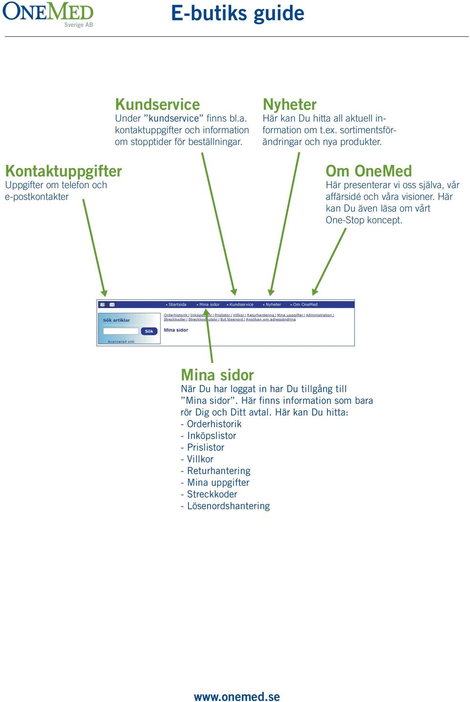 Om OneMed Här presenterar vi oss själva, vår affärsidé och våra visioner. Här kan Du även läsa om vårt One-Stop koncept.