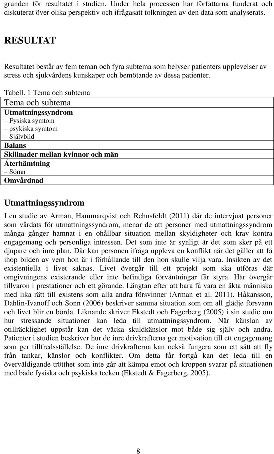 1 Tema och subtema Tema och subtema Utmattningssyndrom Fysiska symtom psykiska symtom Självbild Balans Skillnader mellan kvinnor och män Återhämtning Sömn Omvårdnad Utmattningssyndrom I en studie av