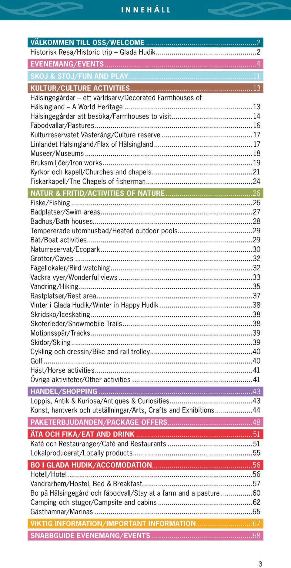 ..16 Kulturreservatet Västeräng/Culture reserve...17 Linlandet Hälsingland/Flax of Hälsingland...17 Museer/Museums...18 Bruksmiljöer/Iron works...19 Kyrkor och kapell/churches and chapels.