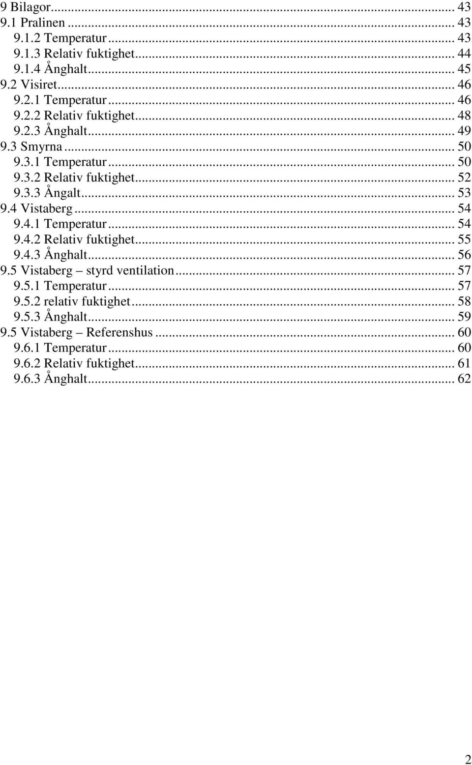 4.3 Ånghalt... 56 9.5 Vistaberg styrd ventilation... 57 9.5.1 Temperatur... 57 9.5.2 relativ fuktighet... 58 9.5.3 Ånghalt... 59 9.