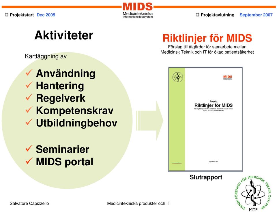 mellan Medicinsk Teknik och IT för ökad patientsäkerhet Användning