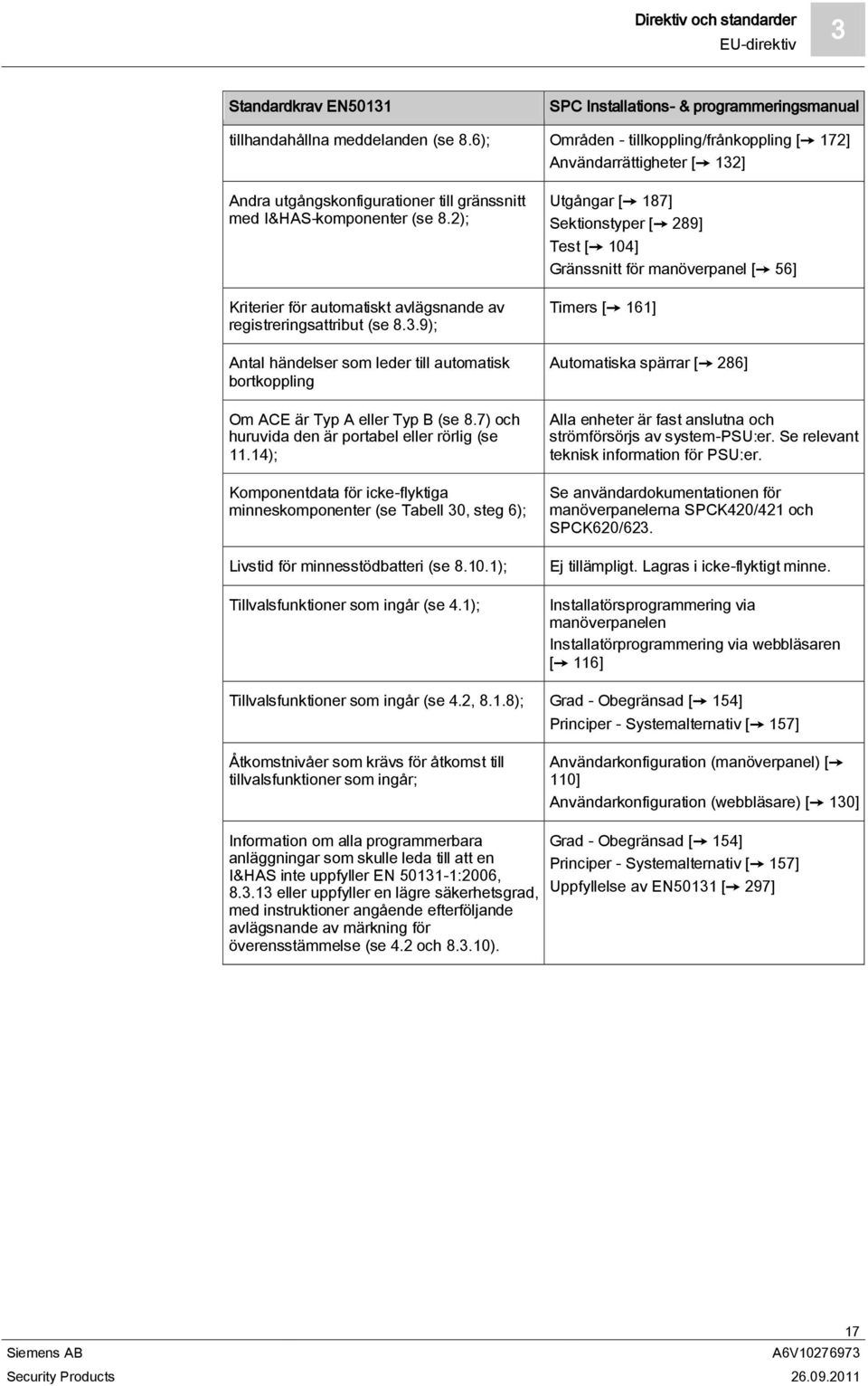 2); Kriterier för automatiskt avlägsnande av registreringsattribut (se 8.3.9); Antal händelser som leder till automatisk bortkoppling Om ACE är Typ A eller Typ B (se 8.