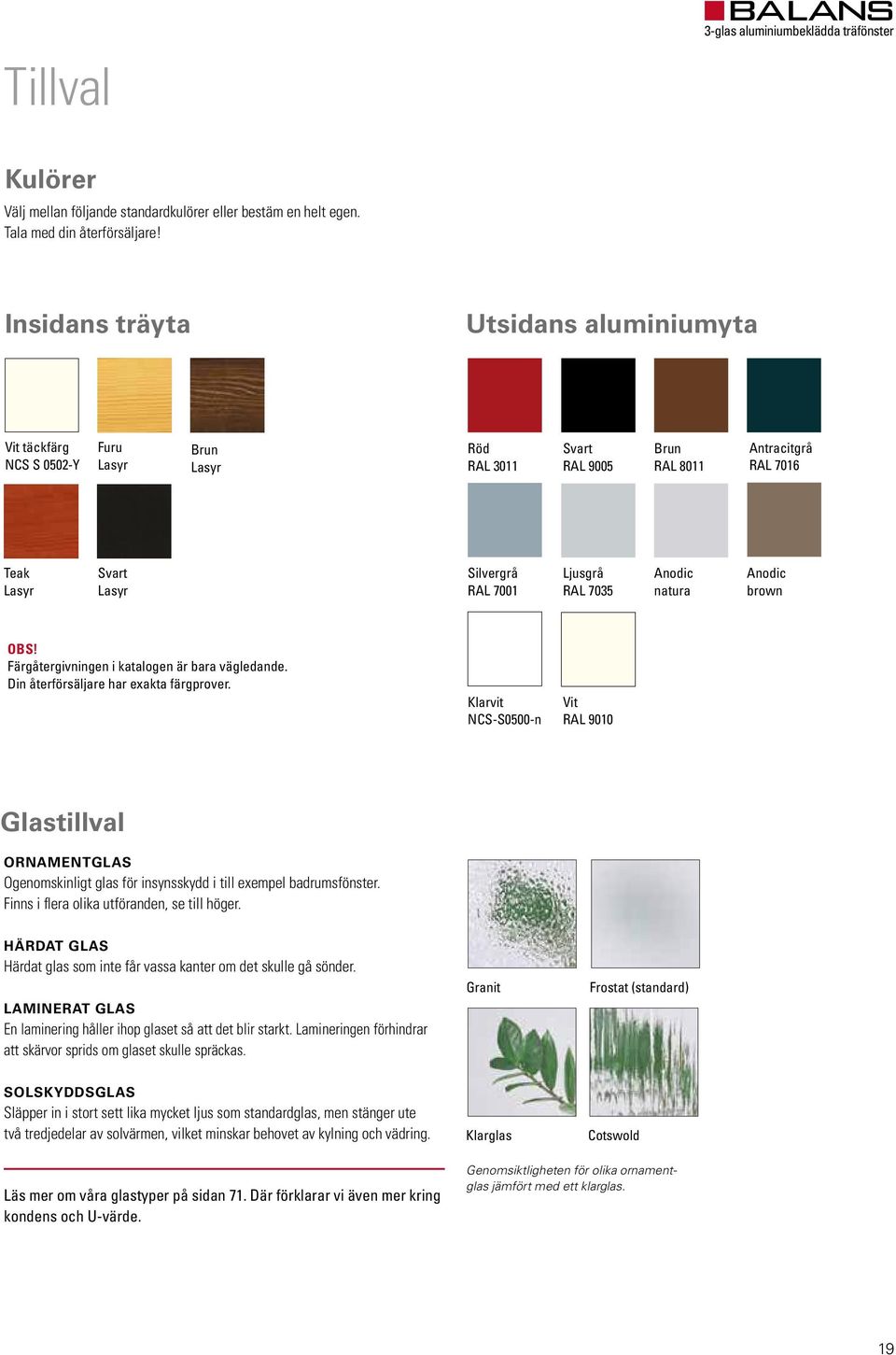 RAL 7035 Anodic natura Anodic brown OBS! Färgåtergivningen i katalogen är bara vägledande. Din återförsäljare har exakta färgprover.