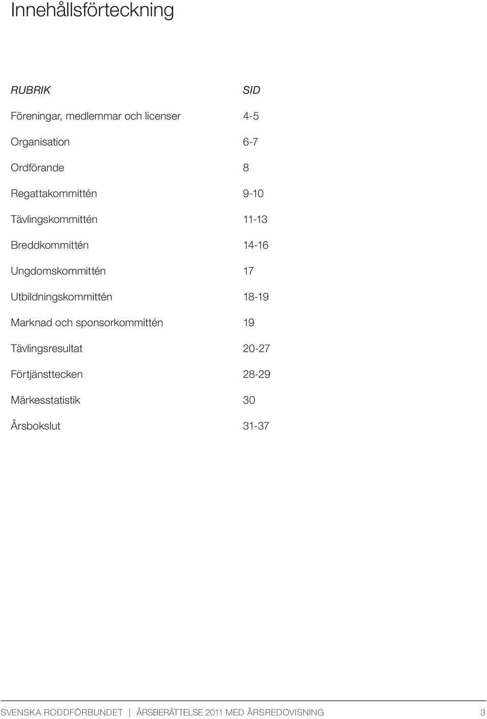 17 Utbildningskommittén 18-19 Marknad och sponsorkommittén 19 Tävlingsresultat 20-27