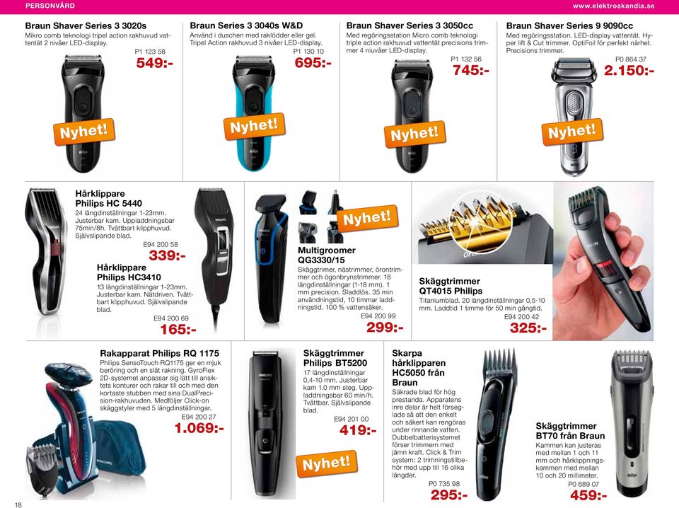 P1 130 10 695:- Braun Shaver Series 3 3050cc Med regöringsstation Micro comb teknologi triple action rakhuvud vattentät precisions trimmer 4 niuvåer LED-display.